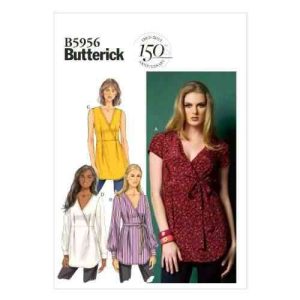 Butterick Patterns B5956 E5 - Patrones de costura para camisetas y cinturones para mujer, color blanco