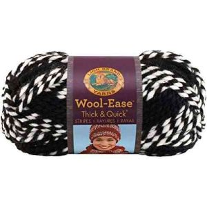Lion Brand Yarn Company 1 pieza Wool-Ease Thick and Quick, Tigres, Negro/Blanco