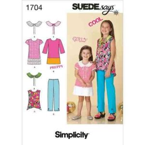 Simplicity 1704.K5 - Patrones e instrucciones para hacer vestidos para niñas (varias tallas)